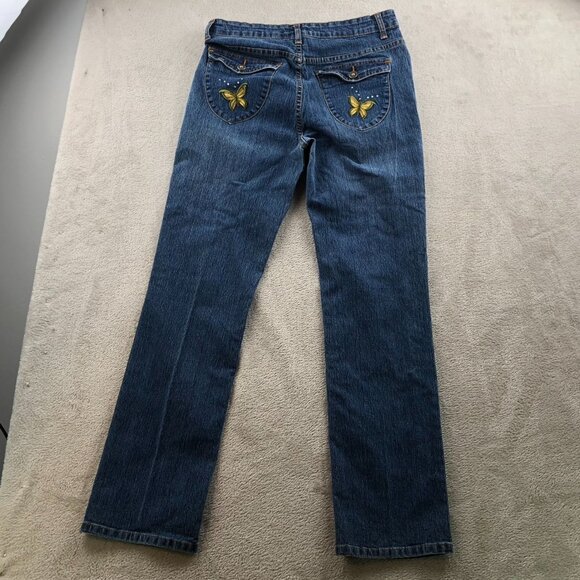 RY Diverso Womens Jeans Size 10 Straight Classic Denim Embroidered Butterfly - Picture 14 of 14